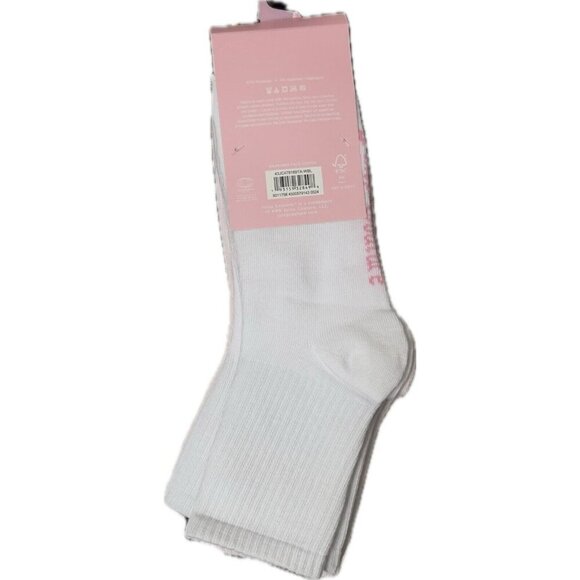 Juicy Couture White-Pink Crystal Accent Logo Name Size 4-10 Crew Socks-5 Pk - Picture 3 of 3